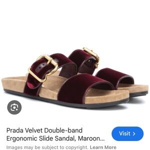 Prada Maroon Velvet Slides size 38/7.5
